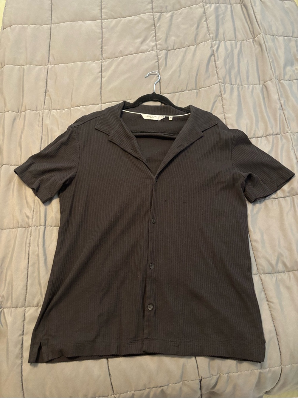 Kenneth Cole Black Short-Sleeve Button Down Shirt